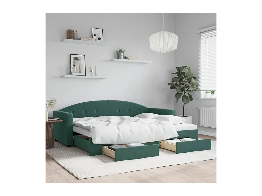 Divano letto con rotelle e cassetti senza materasso 80x200 cm