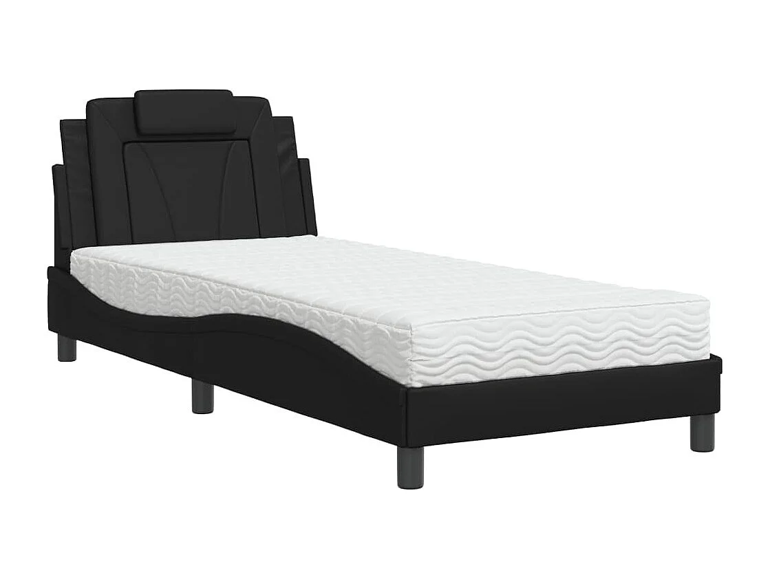 Letto con materasso nero 90x190 cm in similpelle