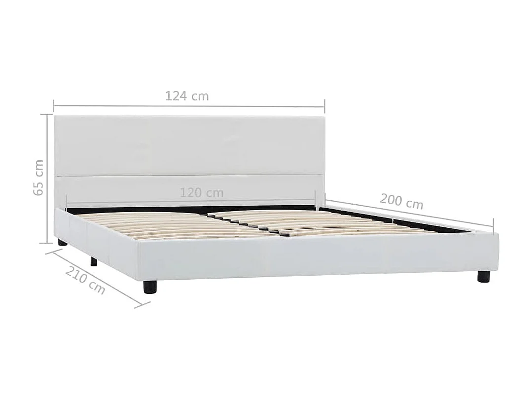Cadre de lit sans matelas blanc similicuir 120x200 cm