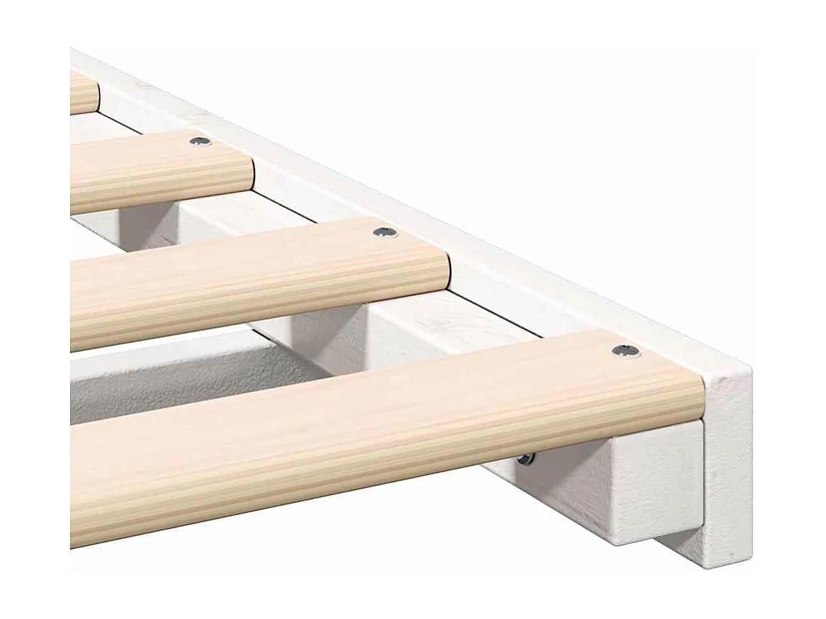 Verhoogd bedframe wit 200 x 220 cm massief grenenhout