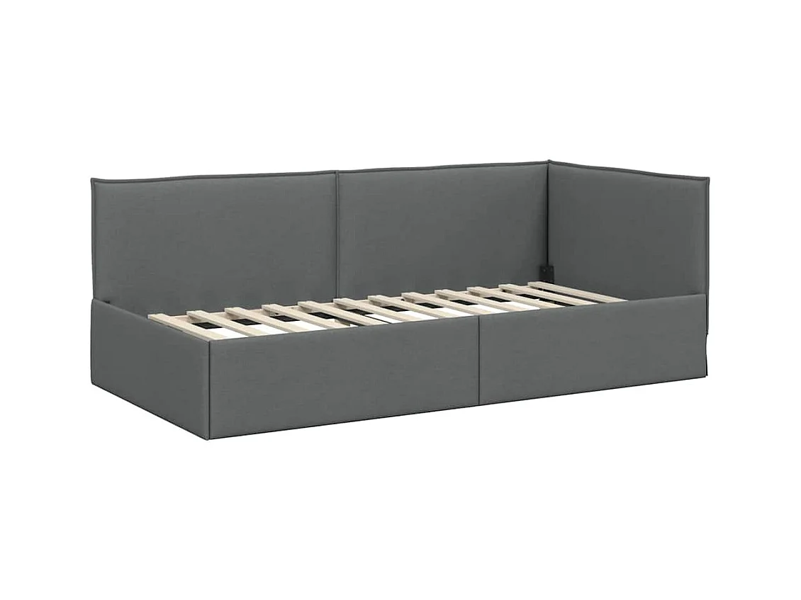 Struttura letto angolare grigio scuro 90 x 200 cm in tessuto