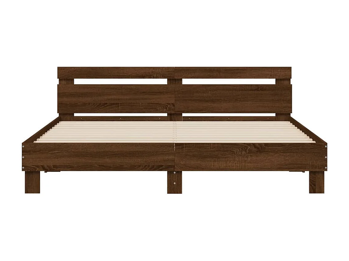 Cadre de lit avec LED sans matelas chêne marron 200x200 cm