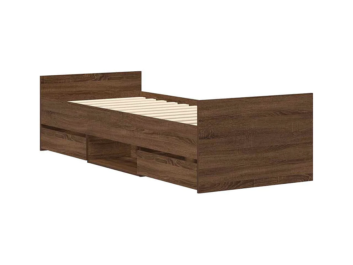 Bedframe zonder matras bruin eiken 75x190 cm