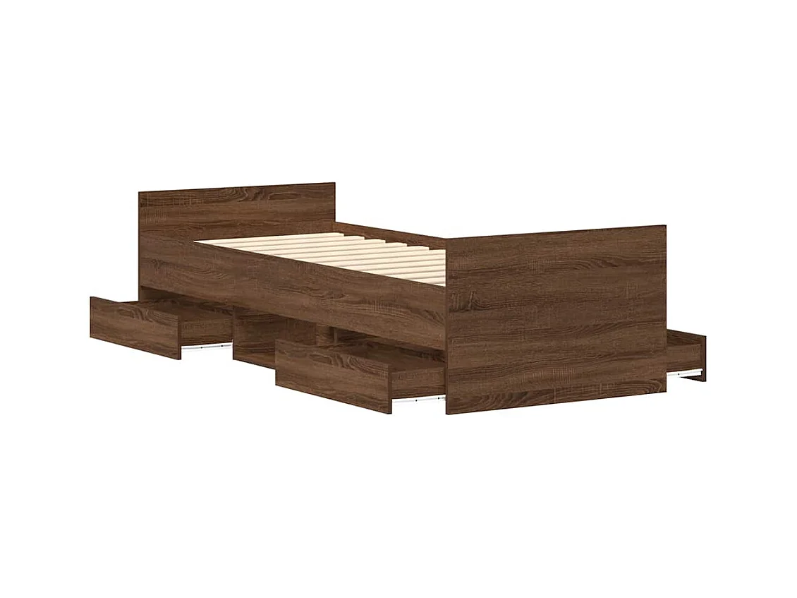 Bedframe zonder matras bruin eiken 75x190 cm