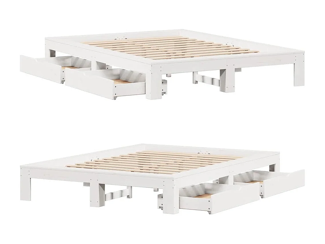 Struttura letto senza materasso bianco 160x200 cm in legno massello di pino