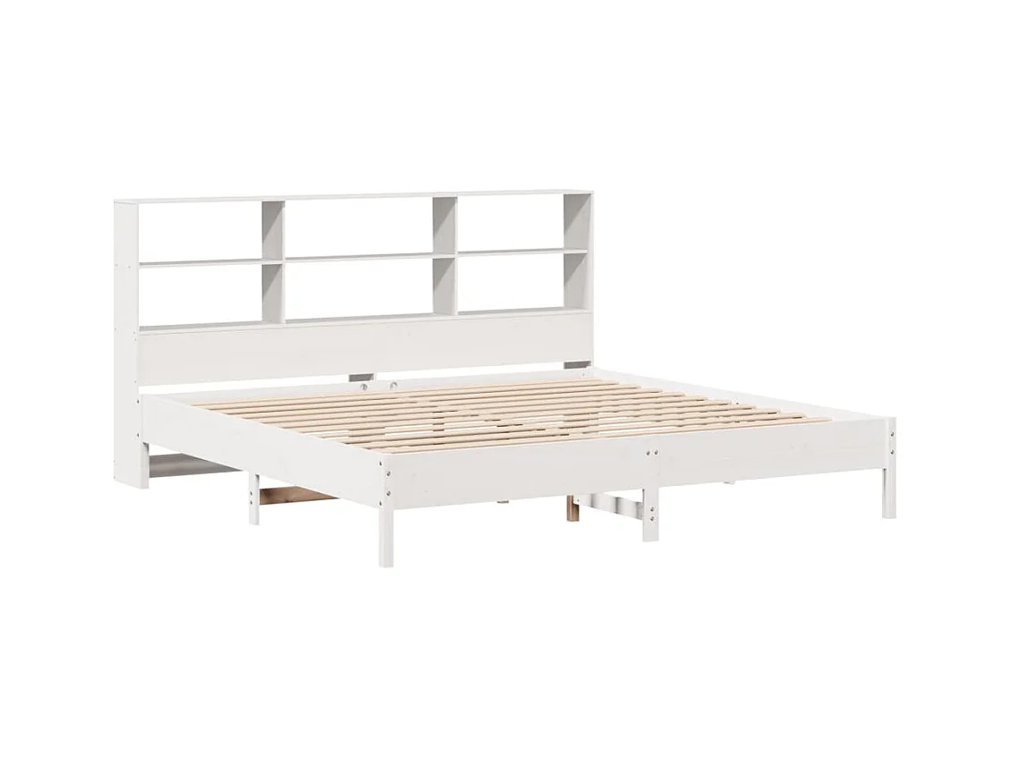 Letto libreria bianco senza materasso 180x200 cm in legno massello di pino