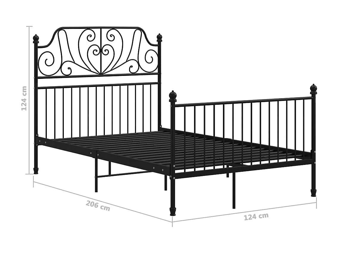 Struttura letto senza materasso in metallo nero 120x200 cm