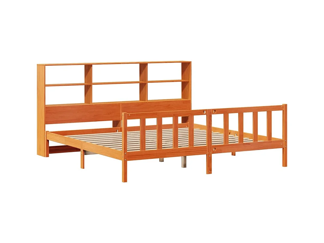 Boekenkastbed zonder matras, bruine was, 180x200 cm, massief grenen