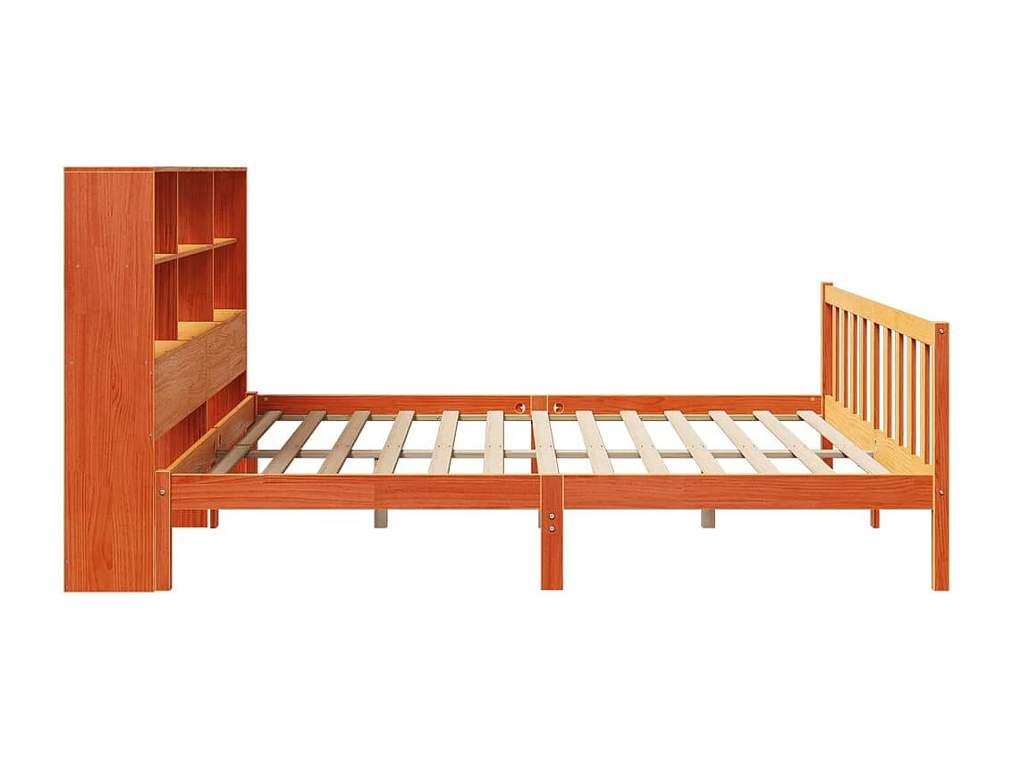 Boekenkastbed zonder matras, bruine was, 180x200 cm, massief grenen