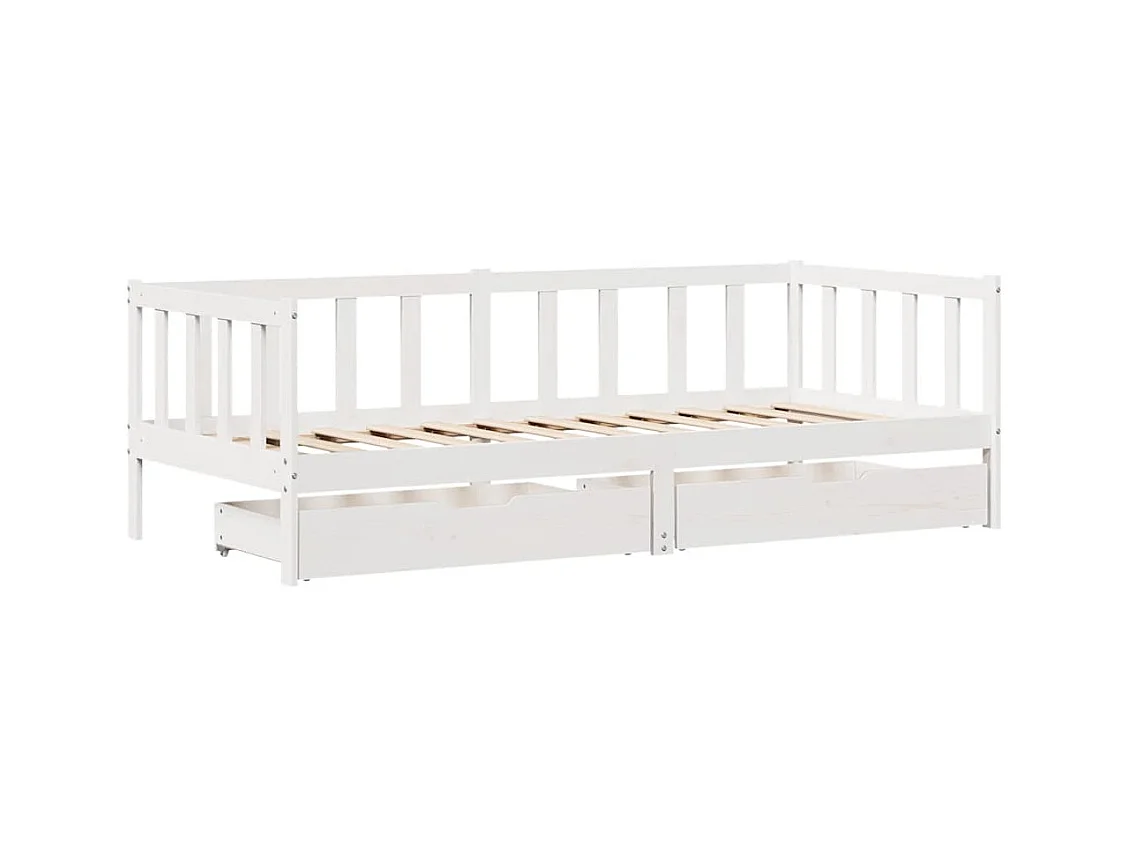 Lit de jour et tiroirs sans matelas blanc 80x200 cm bois massif