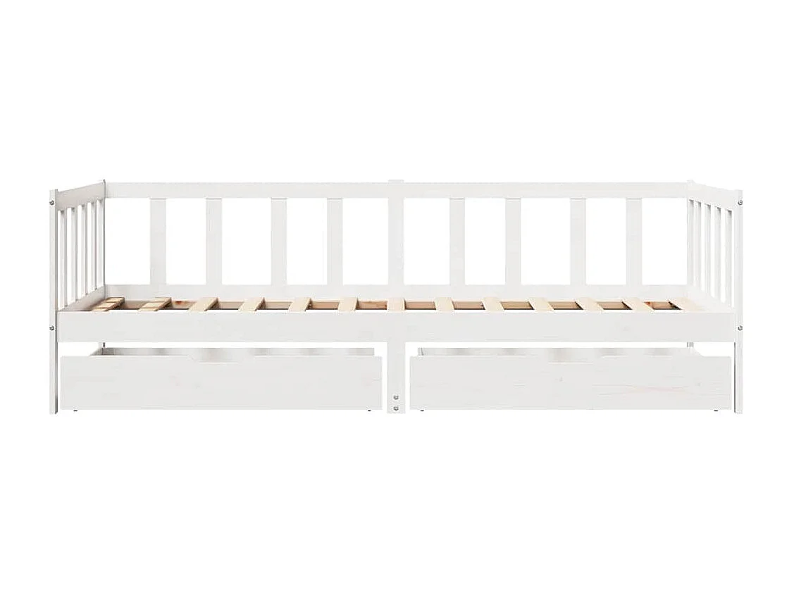 Tagesbett und Schubladen ohne Matratze weiß 80x200 cm Massivholz