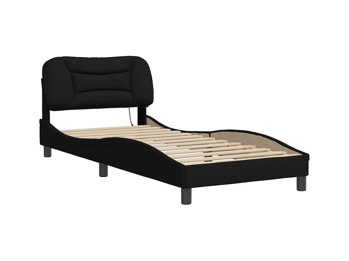 Bedframe met LED zonder matras zwart 80x200 cm stof