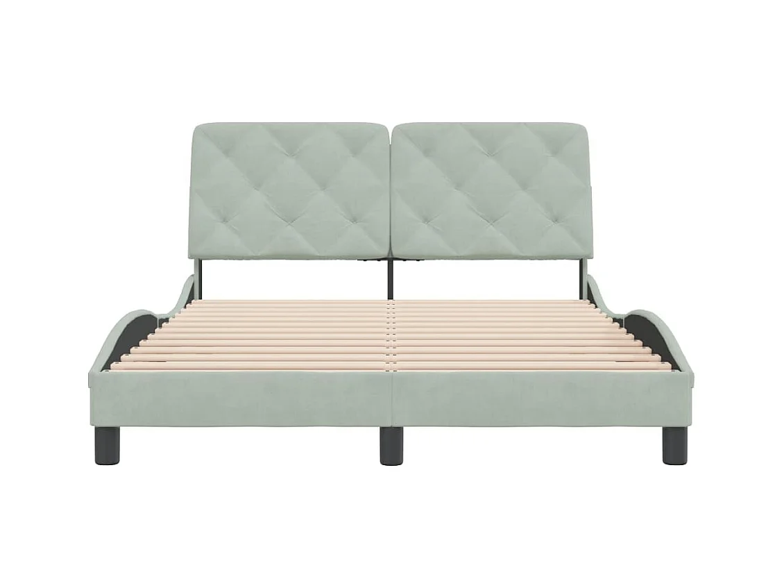 Struttura letto senza materasso grigio chiaro 140x190 cm velluto