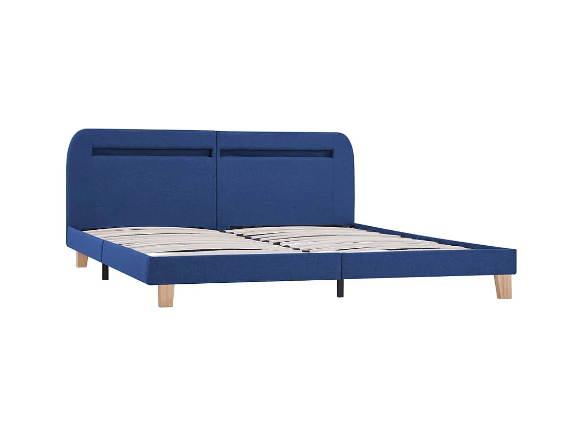 Struttura letto con LED senza materasso tessuto blu 180x200 cm