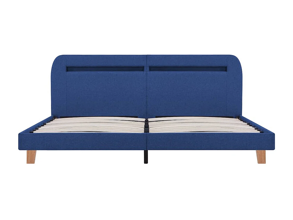 Bettgestell mit LED ohne Matratze blau Stoff 180x200 cm