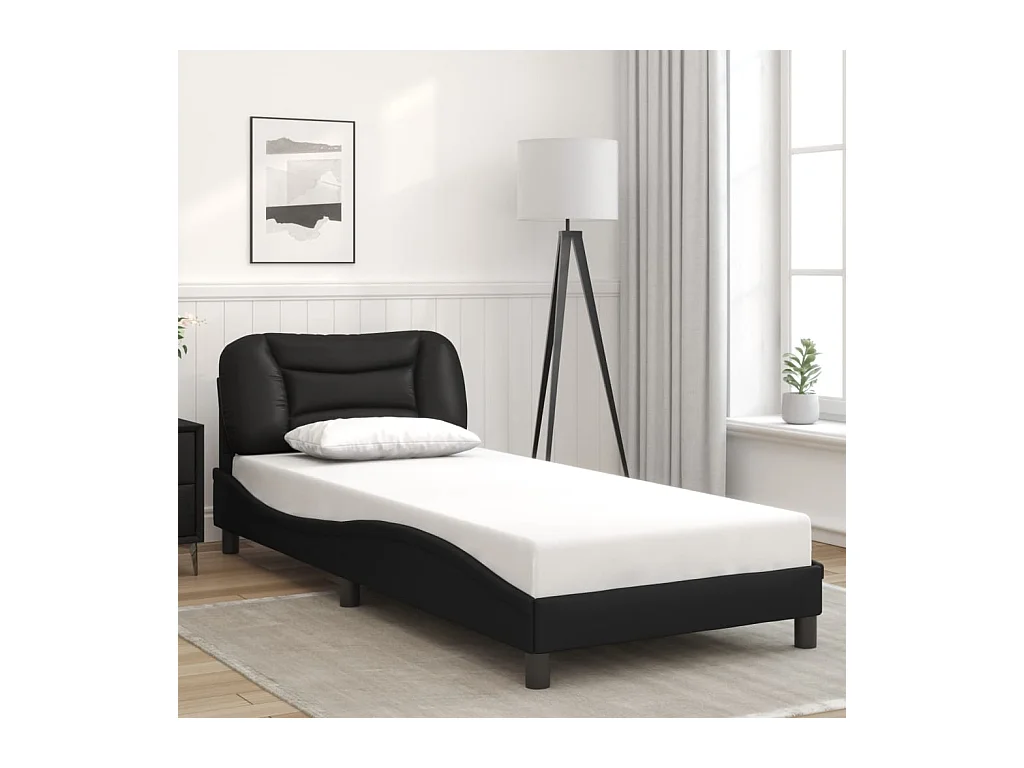 Struttura letto con LED senza materasso nero 90x190 cm