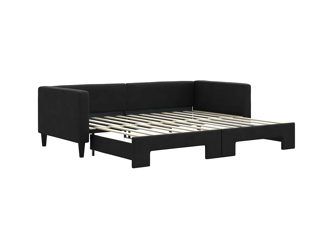 Dagbed met onderschuifbed zonder matras zwart 90x200 cm