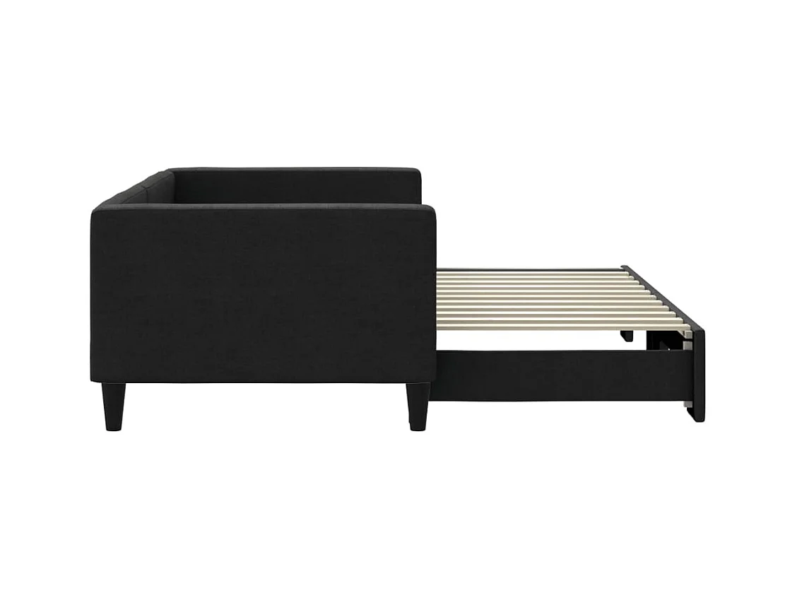 Dagbed met onderschuifbed zonder matras zwart 90x200 cm