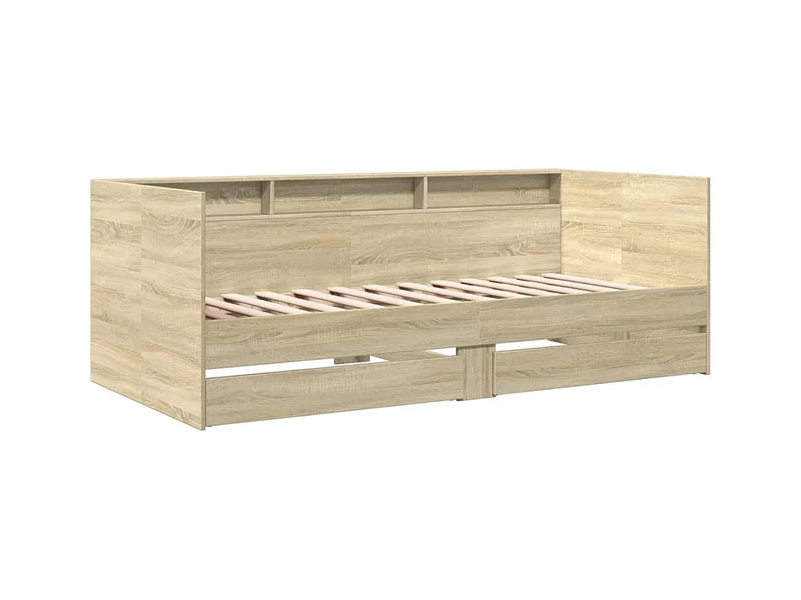 Divano letto con cassetti senza materasso rovere sonoma 90x190 cm