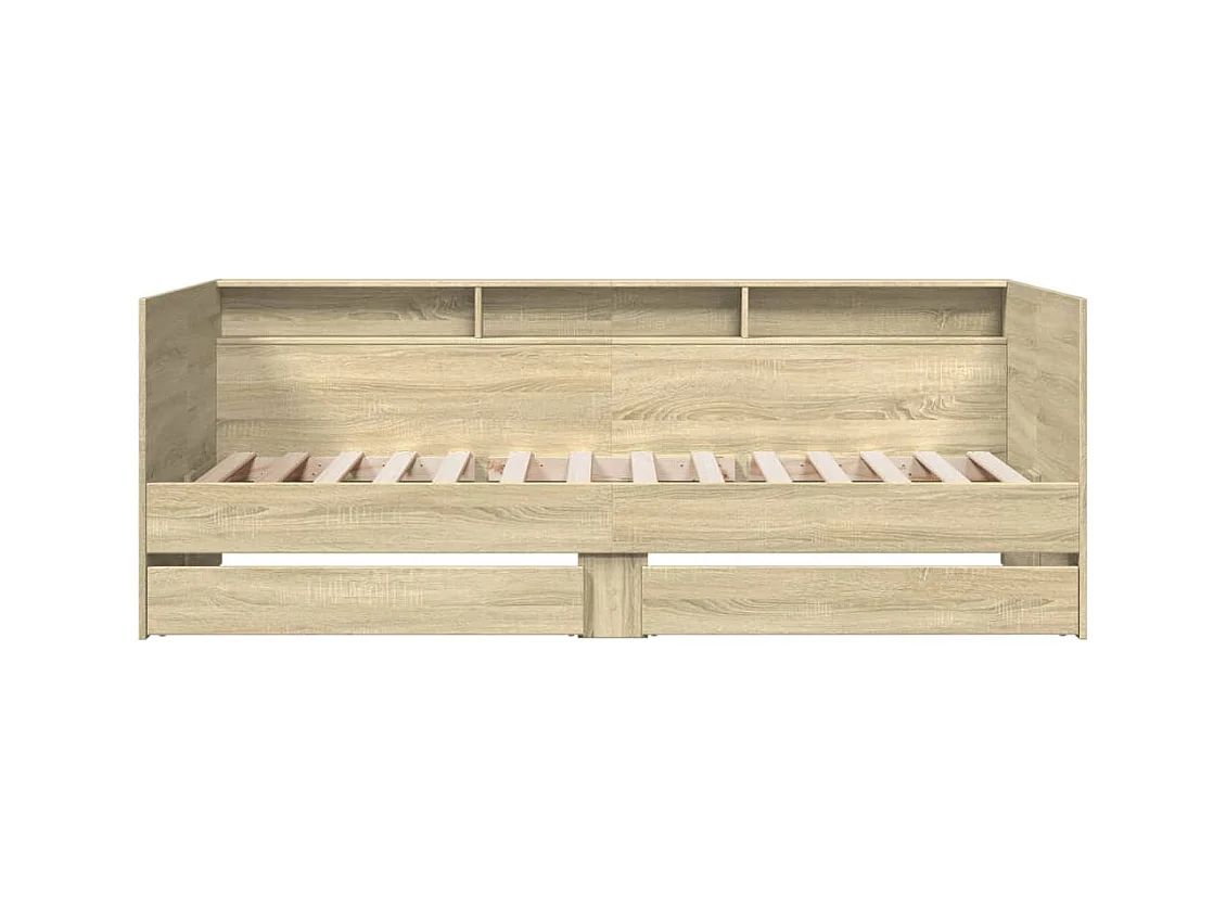 Divano letto con cassetti senza materasso rovere sonoma 90x190 cm