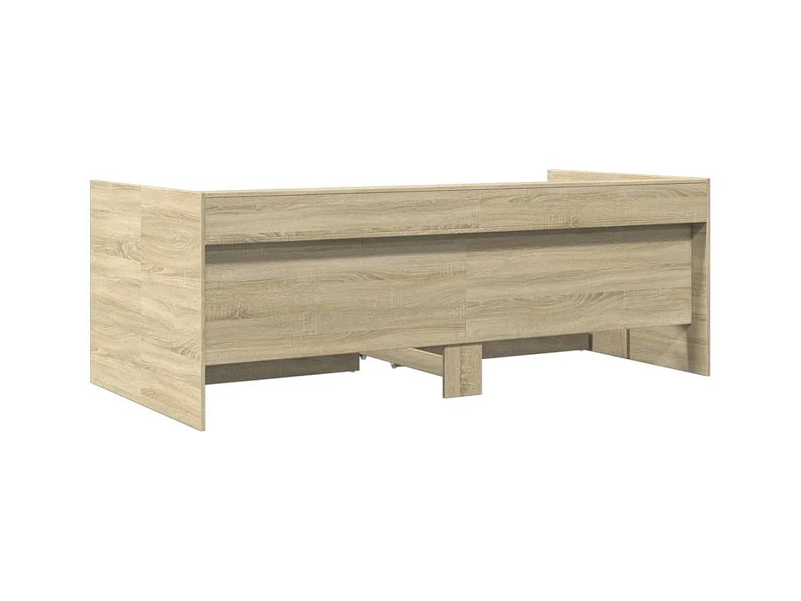 Divano letto con cassetti senza materasso rovere sonoma 90x190 cm