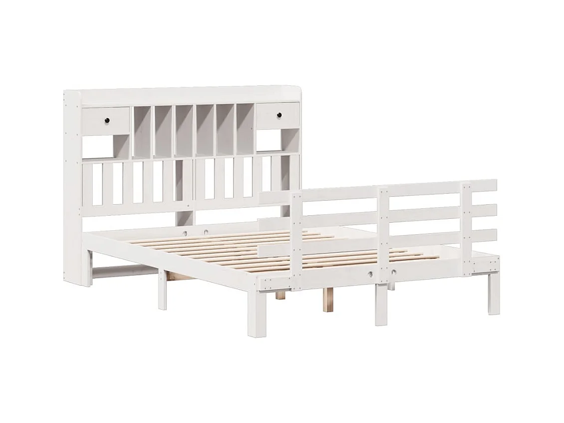 Wit boekenkastbed zonder matras 140x200 cm massief grenenhout