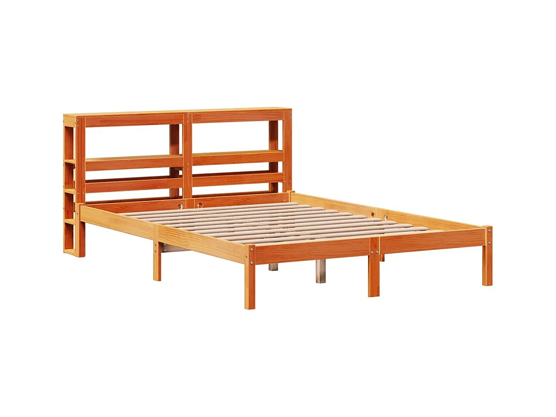 Estructura de cama y cabecero sin colchón marrón cera 120x200 cm