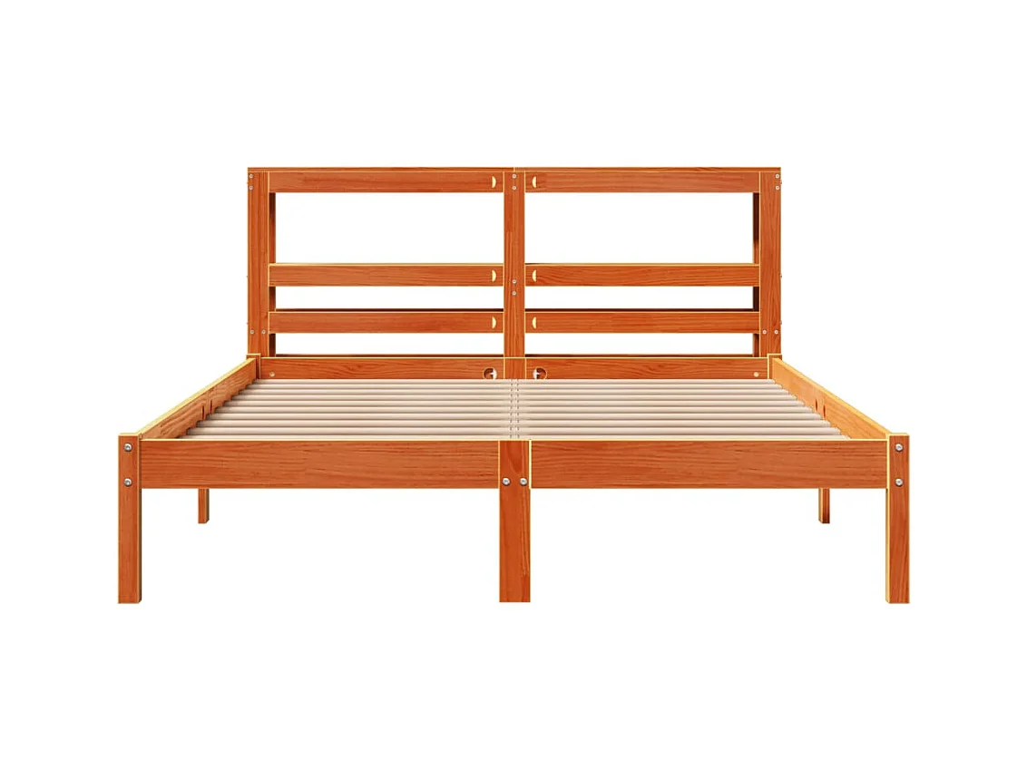 Estructura de cama y cabecero sin colchón marrón cera 120x200 cm