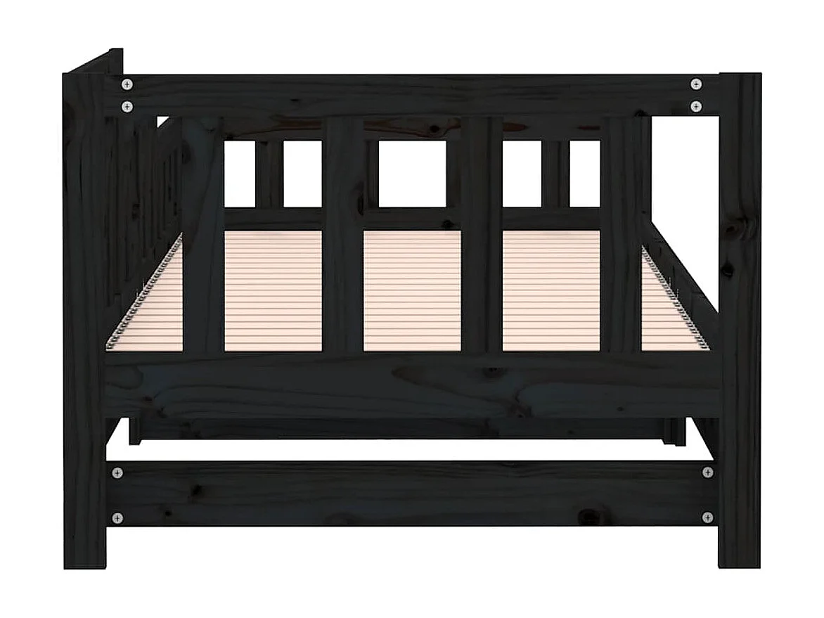 Schuifbed zonder matras zwart massief grenenhout