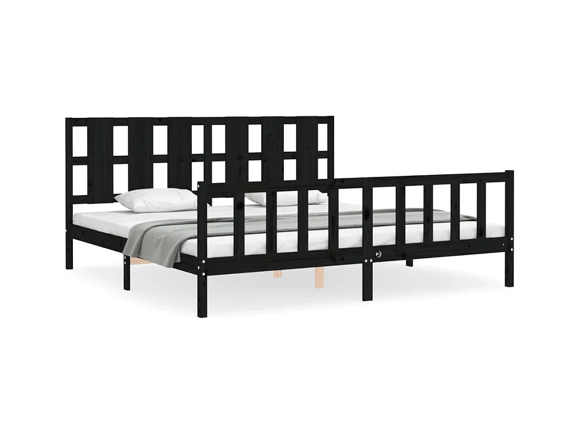 Bedframe zonder matras zwart 200x200 cm massief grenenhout