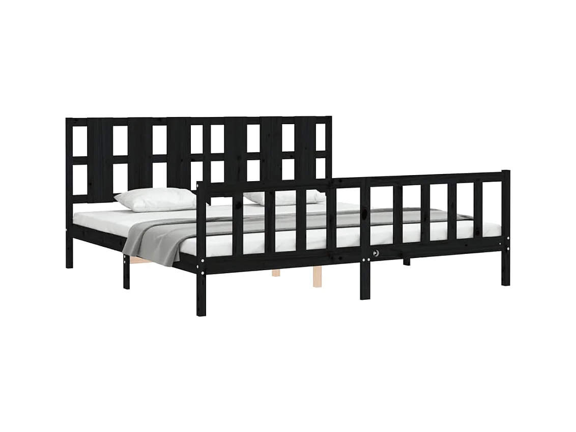 Bedframe zonder matras zwart 200x200 cm massief grenenhout