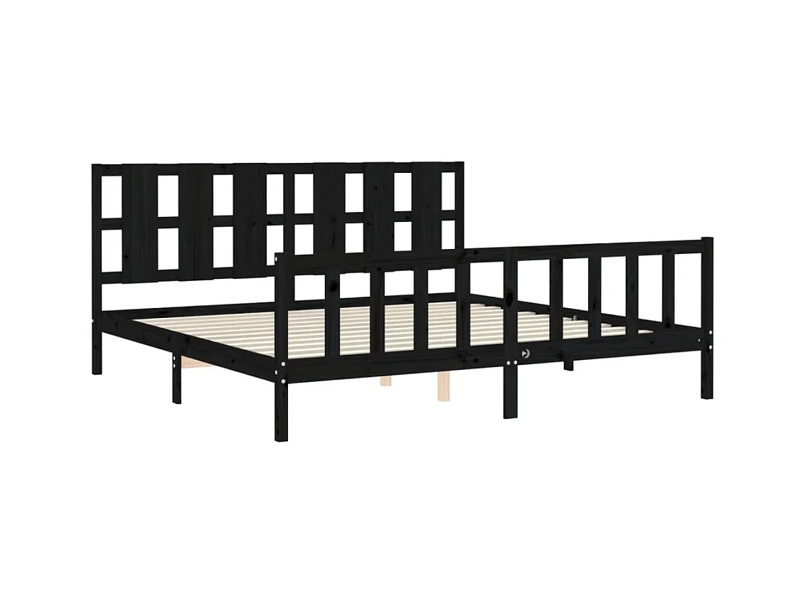 Bedframe zonder matras zwart 200x200 cm massief grenenhout