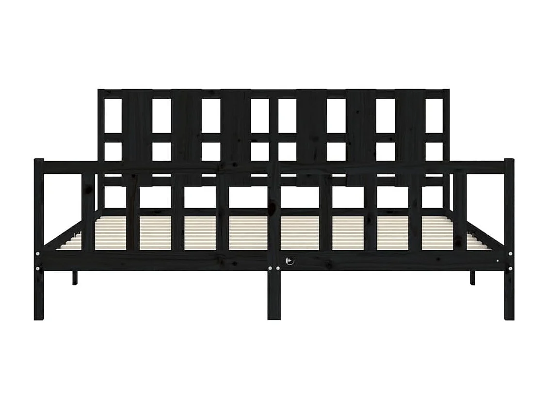 Bedframe zonder matras zwart 200x200 cm massief grenenhout