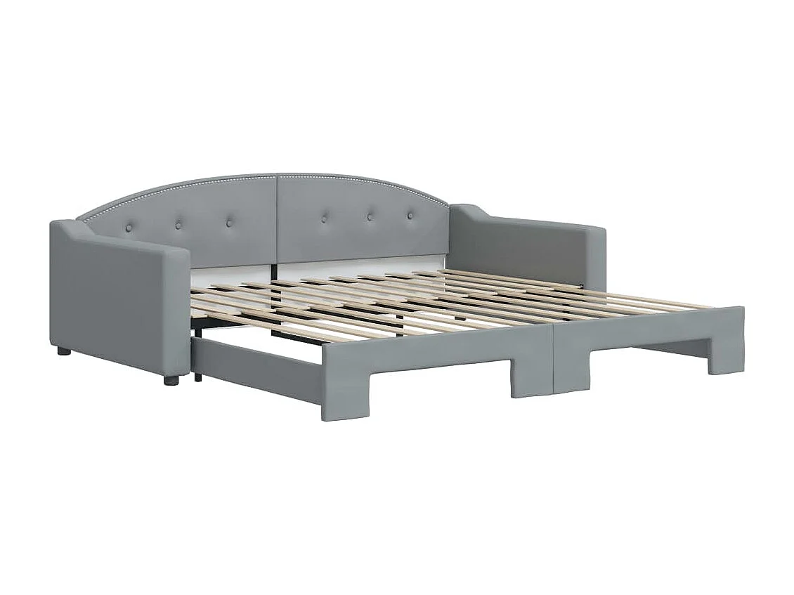 Lit de jour avec gigogne sans matelas gris clair 100x200 cm