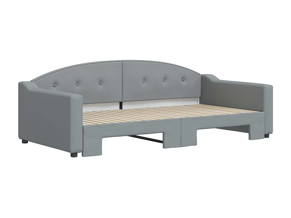 Lit de jour avec gigogne sans matelas gris clair 100x200 cm