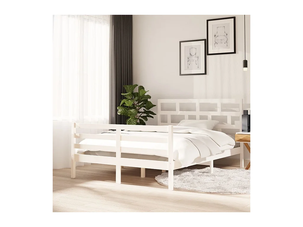 Bedframe zonder matras wit massief hout 140x200 cm