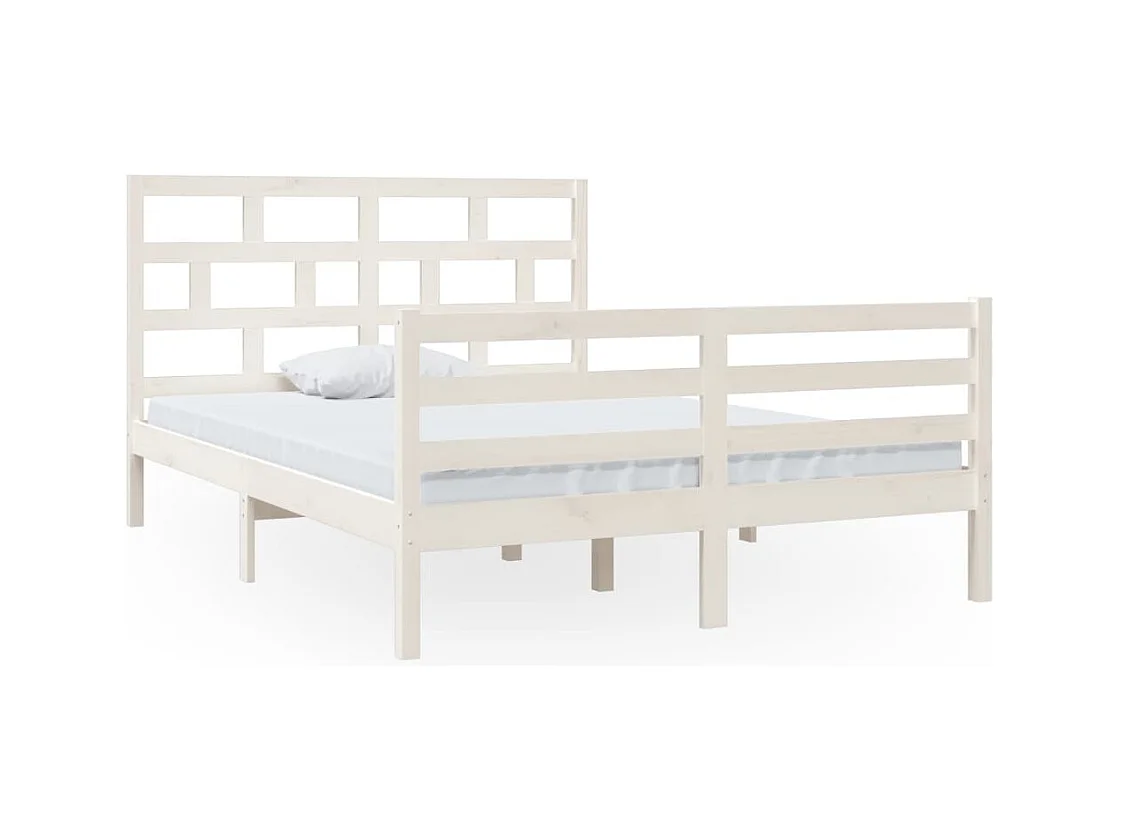Bedframe zonder matras wit massief hout 140x200 cm