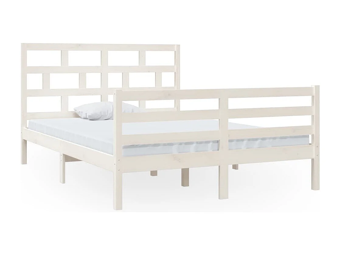 Bettgestell ohne Matratze weiß Massivholz 140x200 cm