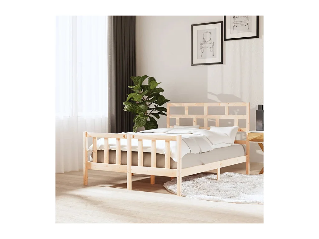Cadre de lit sans matelas bois massif 120x200 cm