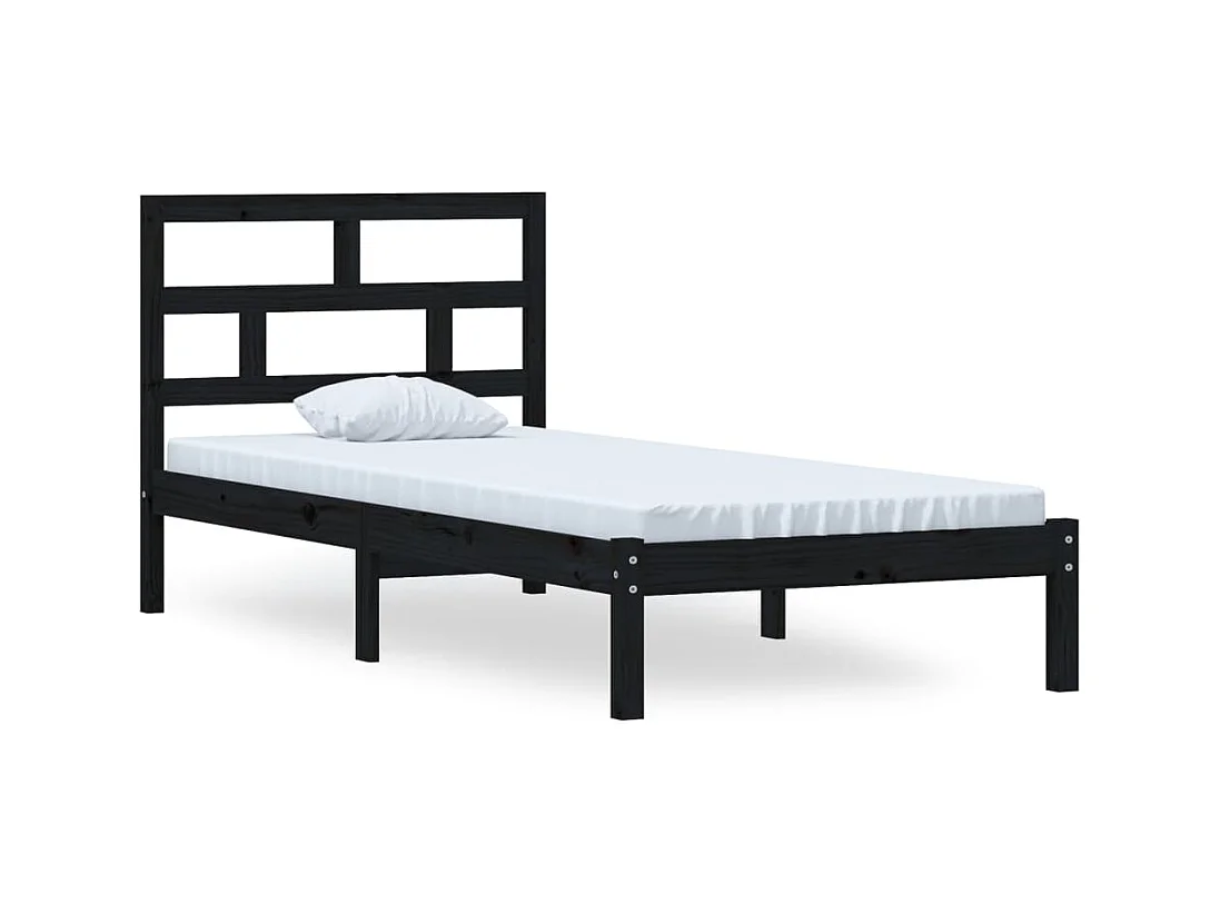 Struttura letto senza materasso in legno massello nero 100x200 cm