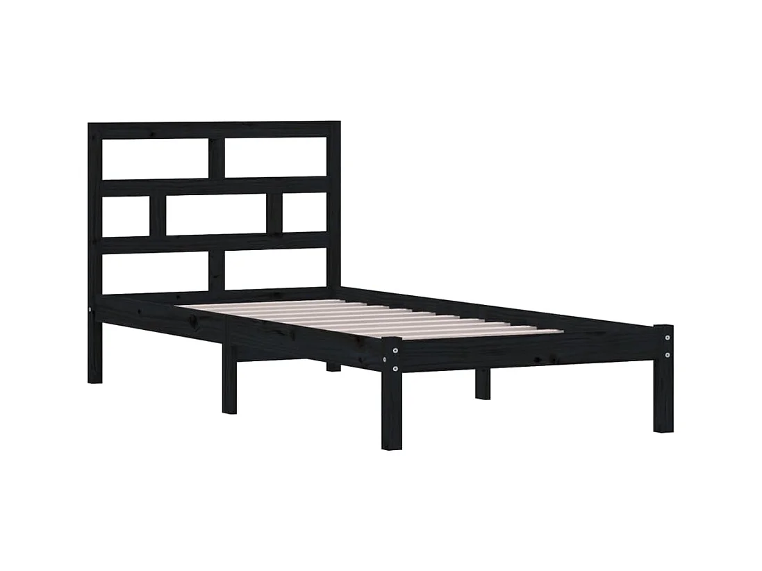 Struttura letto senza materasso in legno massello nero 100x200 cm