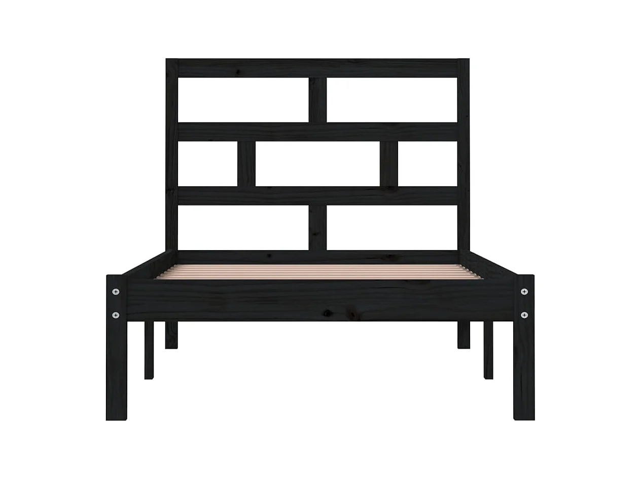 Struttura letto senza materasso in legno massello nero 100x200 cm