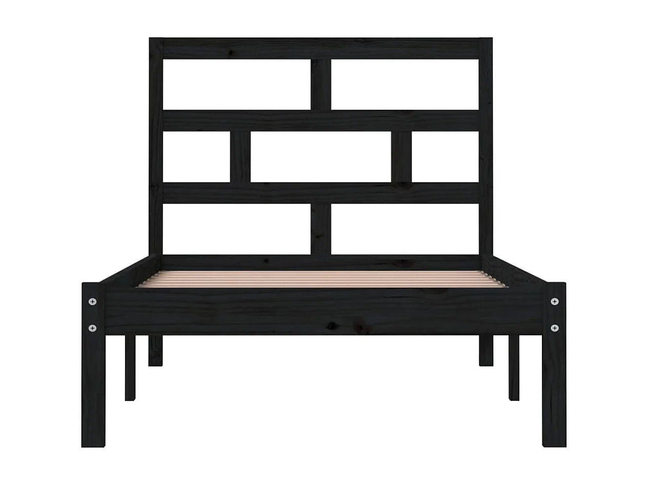 Struttura letto senza materasso in legno massello nero 100x200 cm