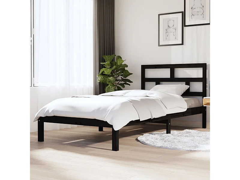 Struttura letto senza materasso in legno massello nero 100x200 cm