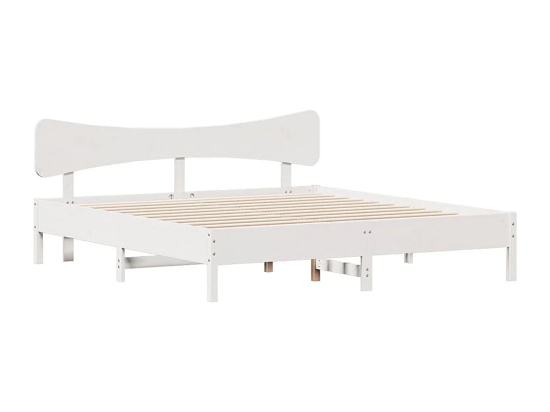 Struttura letto senza materasso bianco 200x200 cm in legno massello di pino