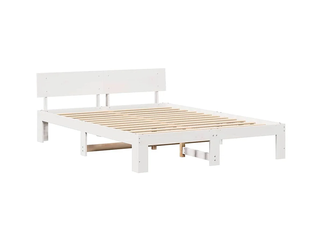 Estructura de cama blanca 150 x 200 cm Madera maciza de pino