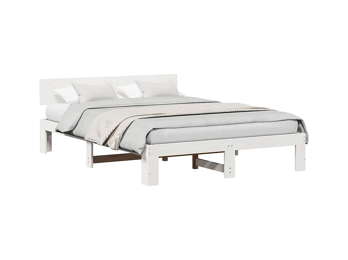 Estructura de cama blanca 150 x 200 cm Madera maciza de pino
