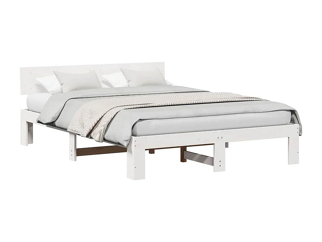 Cadre de lit Blanc 150 x 200 cm Bois de pin massif