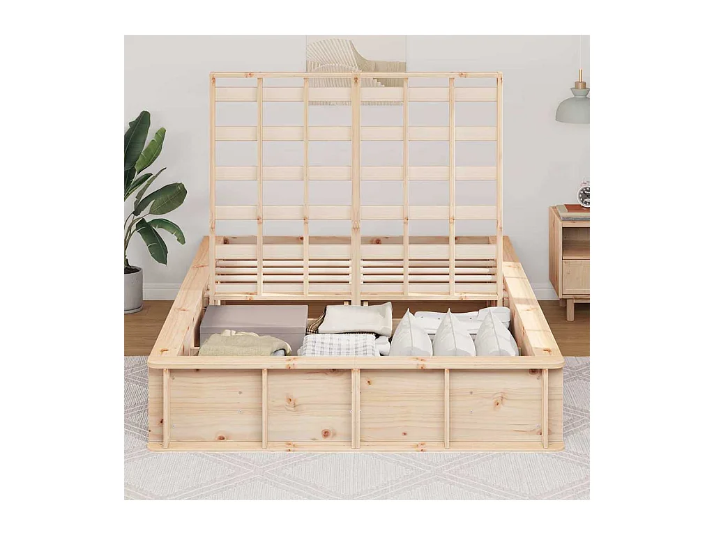 Estructura de cama con almacenaje Marrón 120 x 190 cm madera
