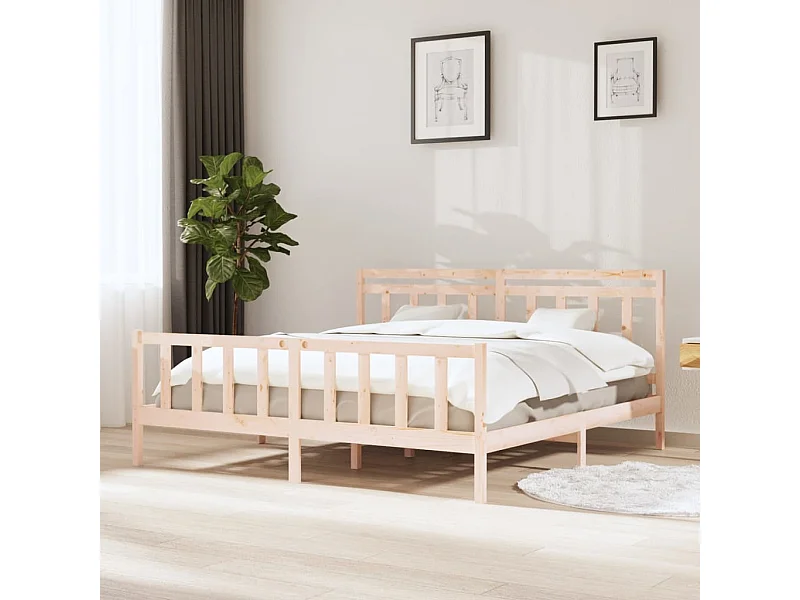 Estructura de cama sin colchón de madera maciza 200x200 cm